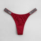 Damen Sexy String Tanga mit Strasssteinen, niedrige Taille, hoher Schnitt, Bikini-Unterwäsche, Hipster, T-Back-Höschen
