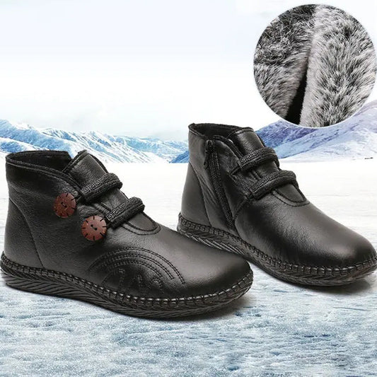 Verdickte, rutschfeste, flache Damenstiefeletten