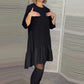 🎅50% RABATTT🎁Locker plissiertes elegantes schwarzes Kleid mit siebenzackigen Ärmeln