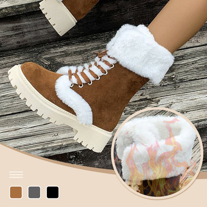 Damen-Schneestiefel aus Baumwolle mit mittelhohem Schaft und Plüschfutter【Kostenlose Lieferung】