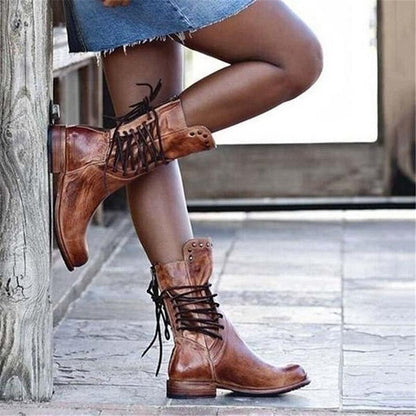 🔥2025 Neueste 🔥 Vintage Damenstiefel mit seitlicher Schnürung
