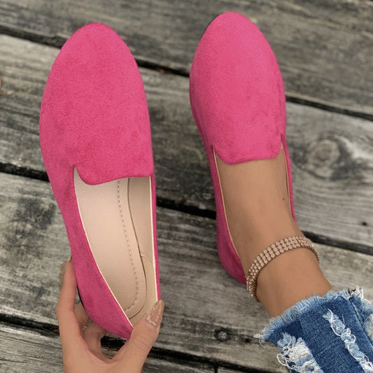 📢📢50 % Rabatt!! ⏰ Damen Flachschuhe aus Wildleder – runde Form, flacher Absatz, einfarbig
