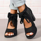 Offene Sandalen mit Schleife und klobigem Absatz für Damen
