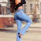 Stretch-Schlagjeans mit hoher Taille