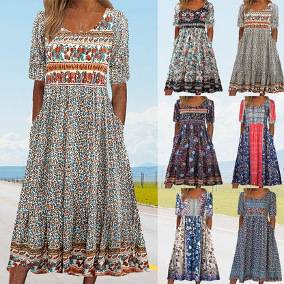 🔥49% OFF🌸✨ Elegantes Kleid mit böhmischem Muster für Frauen