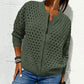 Lässige Damen Strickjacke mit Reißverschluss und hohlem Design