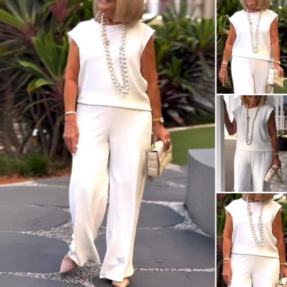 🌸2026 Brandneues Design👗Ärmelloses Oberteil und Hose mit Rundhalsausschnitt für Damen