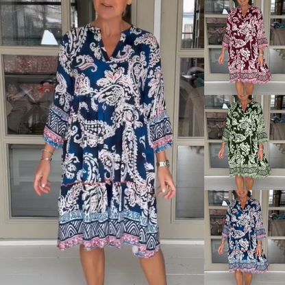 Damen Freizeitkleid mit V-Ausschnitt und Blumenmuster💥 Heute im Angebot - 49% Rabatt