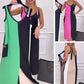 50 % Rabatt 🥰Ärmelloses Strickkleid mit V-Ausschnitt und Farbblock