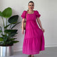 Fließendes Jacquard-Kleid mit quadratischem Ausschnitt für Damen【kostenloser Versand】