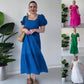 Fließendes Jacquard-Kleid mit quadratischem Ausschnitt für Damen【kostenloser Versand】