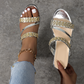 Trendige Keilsandalen mit Kristallverzierung für Damen