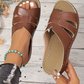 Atmungsaktive, bequeme Sandalen aus Kunstleder mit flacher Sohle für Damen