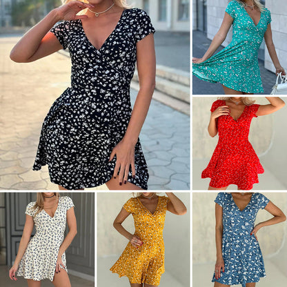 Women's Fashion Bedrucktes Kleid mit V-Ausschnitt👗 Frühling neues Produkt Promotion-49% OFF