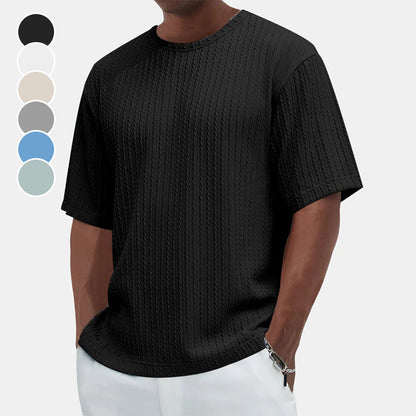 Lässiges, vielseitiges, strukturiertes T-Shirt mit Rundhalsausschnitt für Herren