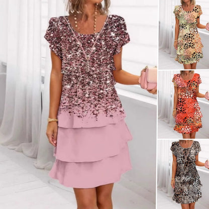 Vielseitiges und stilvolles Leopardenkleid mit bunten Pailletten
