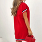 Midikleid mit V-Ausschnitt und Farbblock-Design