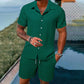 💥LÄSSIGER STIL ✨ Locker sitzendes Kurzarmhemd und Shorts für Herren, 2-teiliges Set