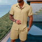 💥LÄSSIGER STIL ✨ Locker sitzendes Kurzarmhemd und Shorts für Herren, 2-teiliges Set