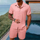 💥LÄSSIGER STIL ✨ Locker sitzendes Kurzarmhemd und Shorts für Herren, 2-teiliges Set
