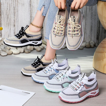 📢🎉👟 Damen Laufschuhe mit Schnürung – Atmungsaktives Mesh – Gepolsterte Sohle – Rutschfest & Leicht – Für Sport & Freizeit