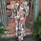 Lockeres Damen-Kleid mit Vintage-Print und V-Ausschnitt