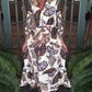 Lockeres Damen-Kleid mit Vintage-Print und V-Ausschnitt