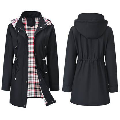 🌧️👗✨ Wasserdichte lange Trenchcoats mit Kapuze für Damen