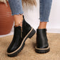🔥Modische schwarze PU-Leder-Stiefeletten für Damen