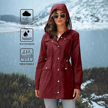 Damen wasserdichte Jacke mit Kapuze