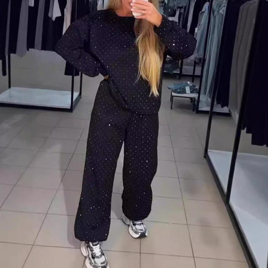 💖💖Damen Rundhalsausschnitt Lässiges Sport-Sweatshirt und Jogginghose 2-teiliges Set