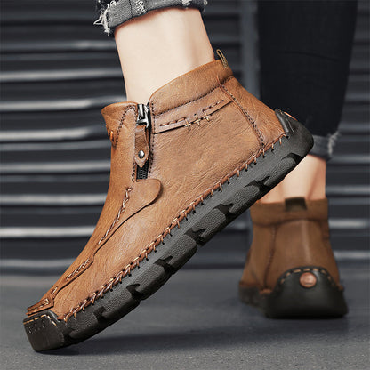 Herrenmode Retro-Stiefeletten mit Reißverschlussdetail【Kostenlose Lieferung】