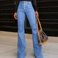 High-Waist Jeans mit Knopfleiste – Figurbetonte Schlaghose für Damen 👖✨🔥Kauf 2 Artikel versandkostenfrei