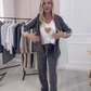 Modisches 2-teiliges Set aus gestreiftem Blazer und Hose