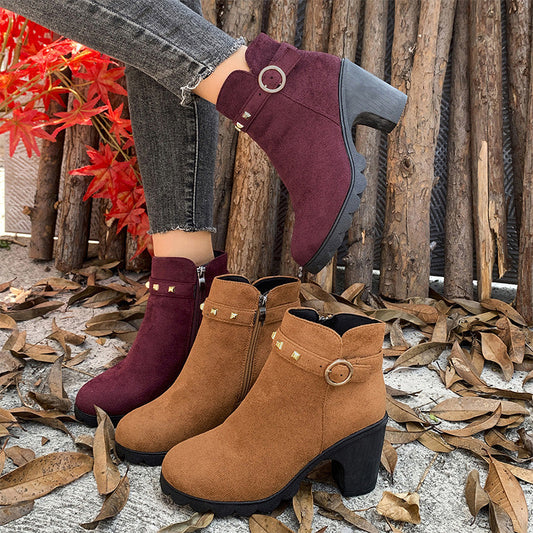 Damenmode Stiefeletten mit klobigem Absatz