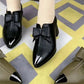 Damen-Schuhe mit spitzer Zehenpartie, Blockabsatz und PU-Leder