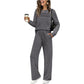 🔥Letzter Tag 60% Rabatt✨Loungeset für Damen: Top mit Rundhalsausschnitt & Hose mit Kordelzug
