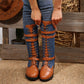 Vintage-Kampfstiefel für Damen mit Schnürsenkeln und Schnalle