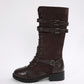 Vintage-Kampfstiefel für Damen mit Schnürsenkeln und Schnalle