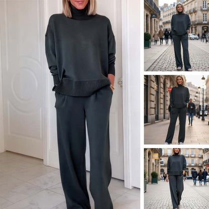 🔥Black-Friday-Mega-Angebot – 50 % Rabatt!🔥Damen-Loungewear-Set aus Strick mit Rollkragen