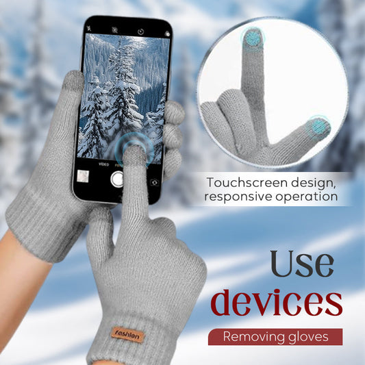 Warme Thermo-Strickhandschuhe mit Touchscreen-Funktion
