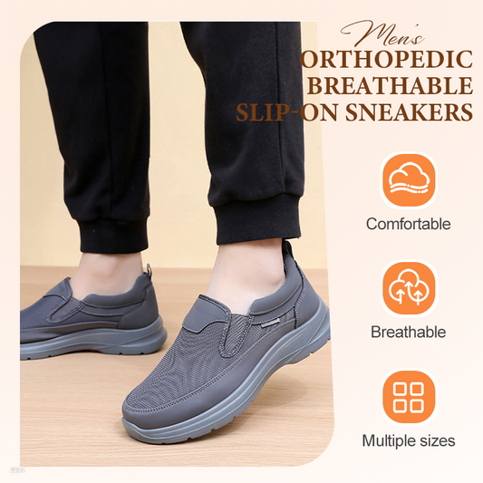 👟 49% RABATT JETZT! ✨ Herren Orthopädische Atmungsaktive Slipper-Sneakers - Fußgewölbe Unterstützung mit Memory-Schaum Einlegesohlen für Ganzägigen Komfort 🏃‍♂️💨