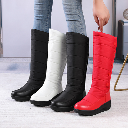 Warm gefütterte, wasserdichte kniehohe Schneestiefel für Damen【Kostenlose Lieferung】