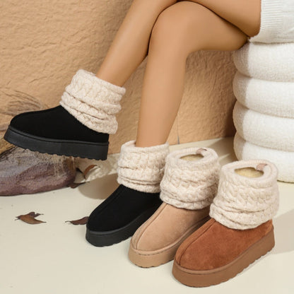 Damen-Plateauschneestiefel mit Strickbund