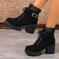 Stiefeletten mit Blockabsatz und Spitzenbesatz
