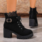 Stiefeletten mit Blockabsatz und Spitzenbesatz