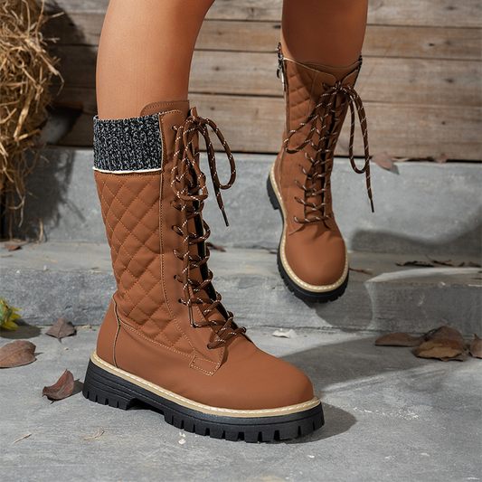 Gesteppte Winterstiefel für Damen, halbhoch, mit seitlichem Reißverschluss