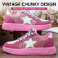 Damen Vintage Glitzer Mode Freizeit Sneakers