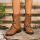 Damenmode-Kampfstiefel mit Schnürung bis zur Wadenmitte