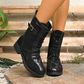Damenmode-Kampfstiefel mit Schnürung bis zur Wadenmitte